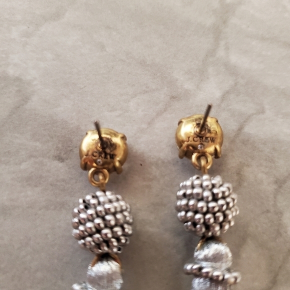 ✨ J.Crew Silver Beaded Rhinestone Crystal Tassel Drop Dangle Earrings ✨ - Picture 5 of 7